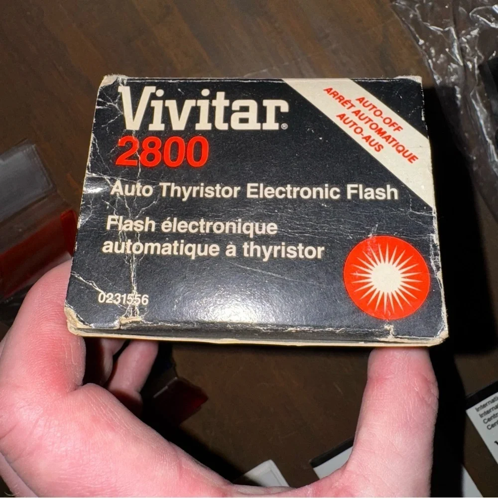 Vtg Vivitar Auto Thyristor 2800 Shoe Mount Flash Working W/ Filters, Box, Manual